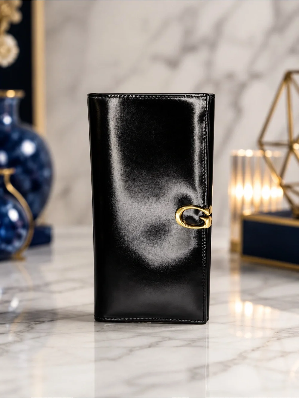 Gucci Vintage Queen Margaret Navy Blue Leather Long Bifold Wallet | Horsebit - Picture 1 of 7